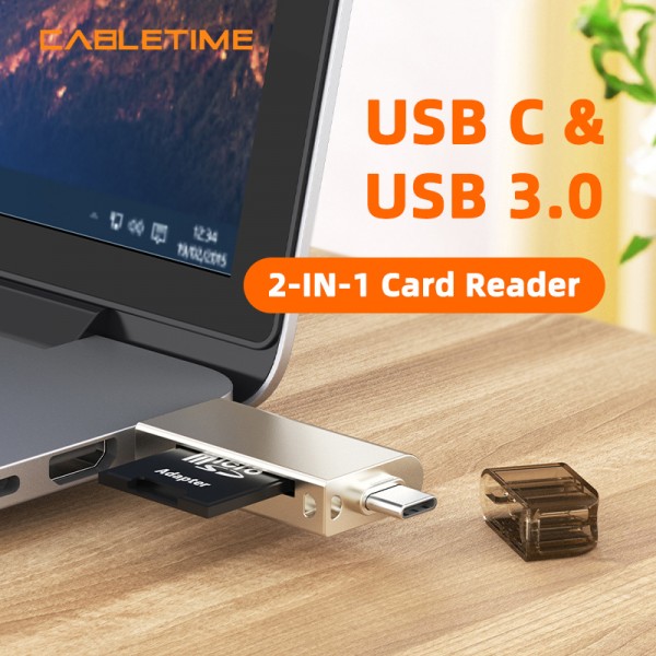 CABLETIME card reader CT-ACMCD2-ZG για SD & micro SD, USB 3.0, 5Gbps, γκρι - USB Hubs - Card Readers