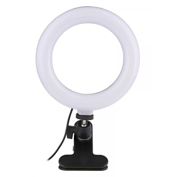 CABLETIME φωτιστικό δαχτυλίδι LED CT-LRL6-PB με μίνι τρίποδα & σφιγκτήρα, βάση smartphone, Φ16cm