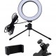 CABLETIME φωτιστικό δαχτυλίδι LED CT-LRL6-PB με μίνι τρίποδα & σφιγκτήρα, βάση smartphone, Φ16cm