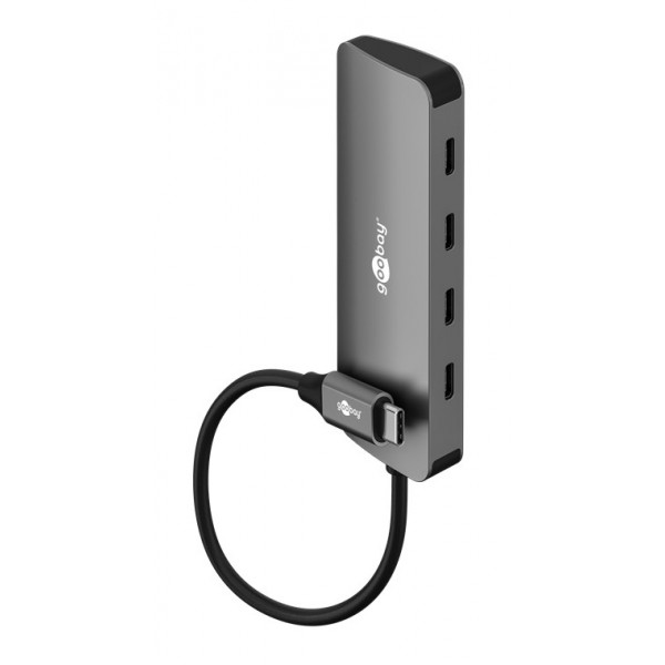 GOOBAY USB hub 76565, 4x θυρών, USB 3.2, 10Gbps, USB-C σύνδεση, γκρι - Περιφερειακά
