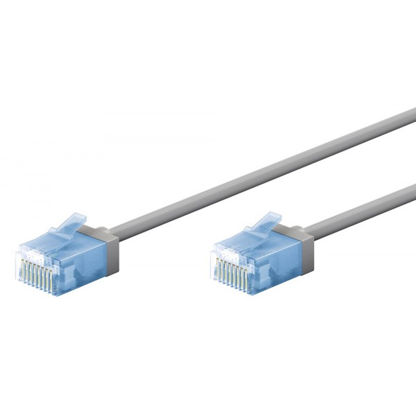 GOOBAY καλώδιο δικτύου 74228, CAT 6A U/UTP, slim, copper, 500MHz, 15m, γκρι - Περιφερειακά