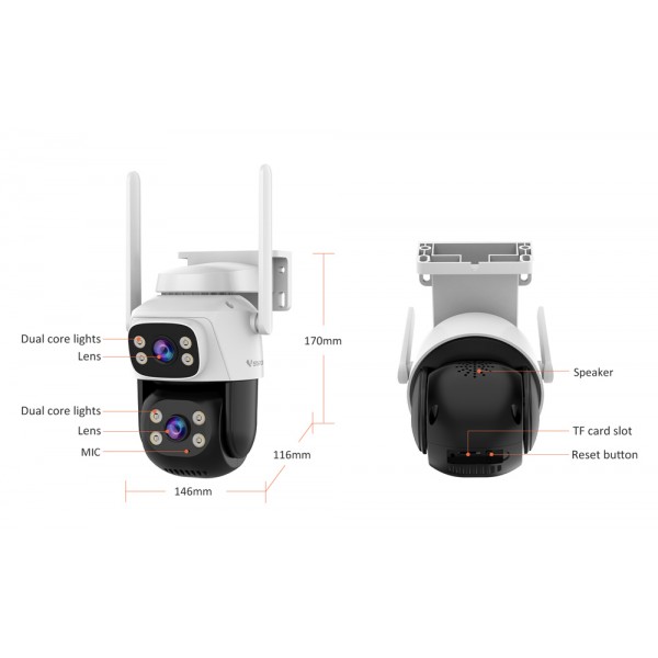 VSTARCAM smart κάμερα C622DR, dual lens, 2MP, WiFi, SD, PTZ, IP66