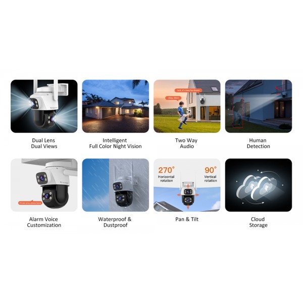 VSTARCAM smart κάμερα C622DR, dual lens, 2MP, WiFi, SD, PTZ, IP66