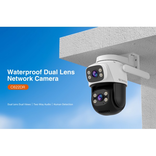 VSTARCAM smart κάμερα C622DR, dual lens, 2MP, WiFi, SD, PTZ, IP66 - Smart Κάμερες