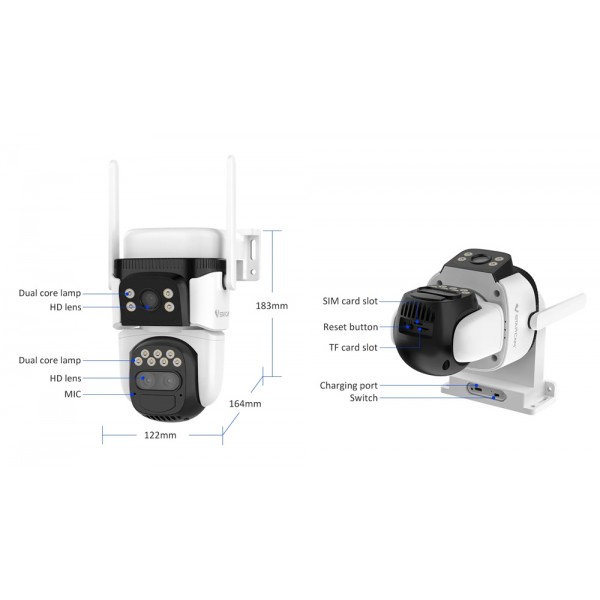 VSTARCAM smart ηλιακή κάμερα BG621TR, triple lens, 3MP, 4G, SD, PTZ, IP66 VSTARCAM smart ηλιακή κάμερα BG621TR, triple lens, 3MP, 4G, SD, PTZ, IP66