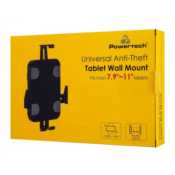 POWERTECH επιτοίχια βάση tablet PT-1447, αντικλεπτική, 7.9-11", μαύρη