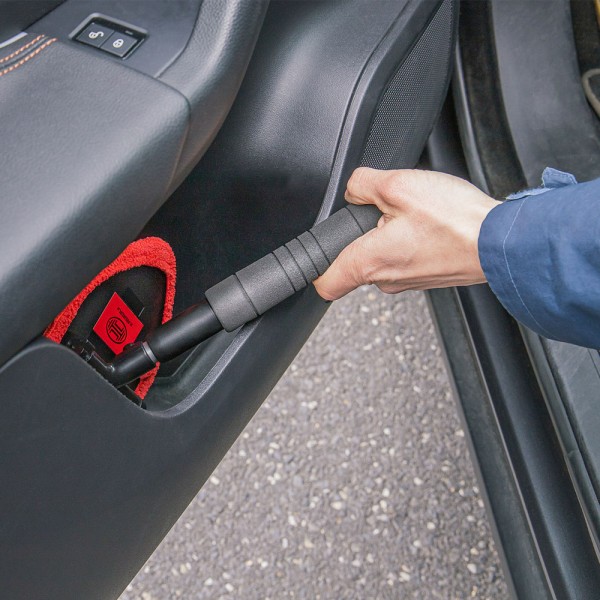 HEYNER βούρτσα με πανί μικροϊνών 407630, πτυσσόμενη έως 50cm, μαύρη/κόκκινη