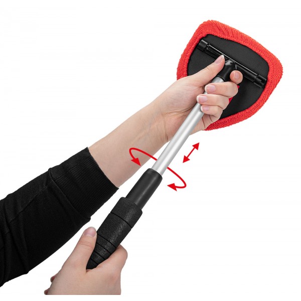 HEYNER βούρτσα με πανί μικροϊνών 407630, πτυσσόμενη έως 50cm, μαύρη/κόκκινη