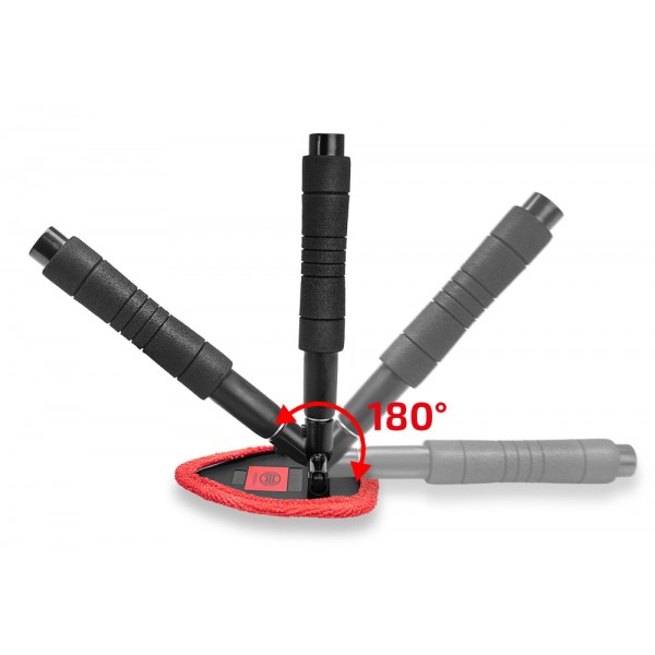 HEYNER βούρτσα με πανί μικροϊνών 407630, πτυσσόμενη έως 50cm, μαύρη/κόκκινη