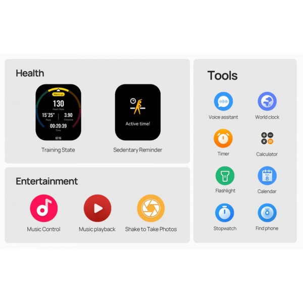 MIBRO smartwatch C4, heart rate, 2.01" TFT, 2 ATM, γκρι