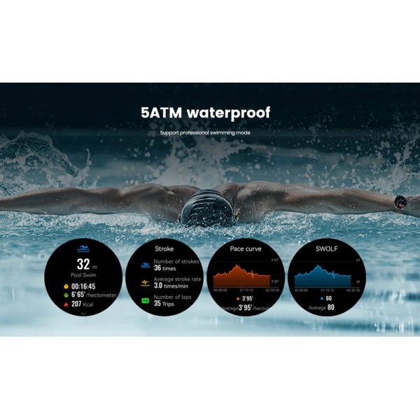 MIBRO smartwatch Lite 3 Pro με 2x λουράκια, heart rate, 1.32" AMOLED, GPS, 5 ATM, γκρι/καφέ