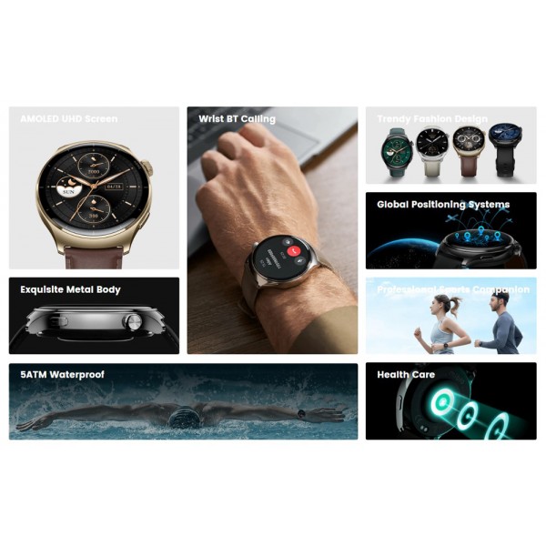 MIBRO smartwatch Lite 3 Pro με 2x λουράκια, heart rate, 1.32" AMOLED, GPS, 5 ATM, γκρι/καφέ - Smartwatches