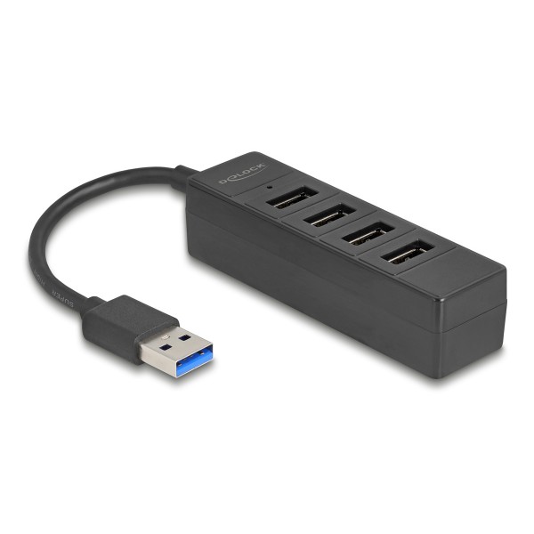 DELOCK USB hub 64350, 4x θυρών, USB 3.0, 5Gbps, USB σύνδεση, μαύρος - USB Hubs - Card Readers
