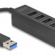DELOCK USB hub 64350, 4x θυρών, USB 3.0, 5Gbps, USB σύνδεση, μαύρος