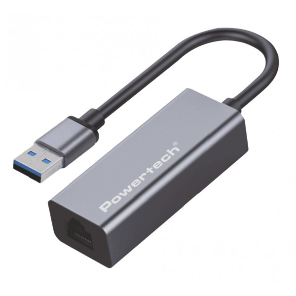 POWERTECH αντάπτορας δικτύου PT-1454, USB, 1000Mbps Ethernet, γκρι - Κάρτες Δικτύου - USB Dongles