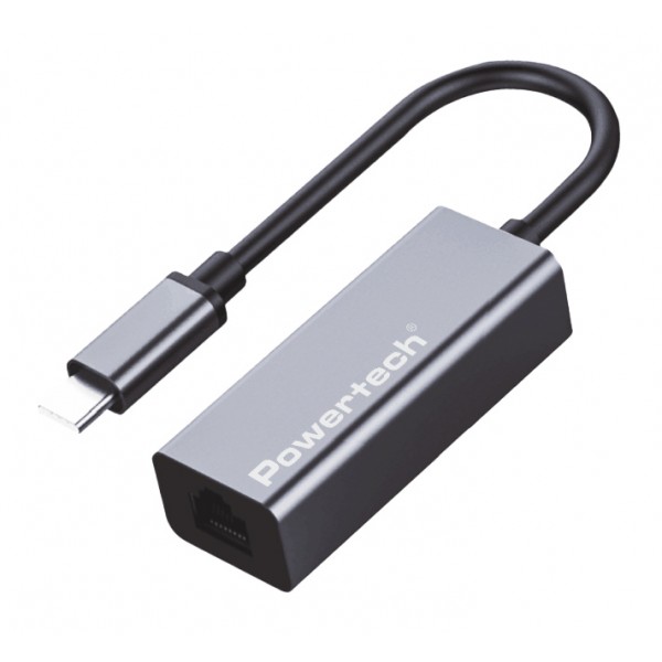 POWERTECH αντάπτορας δικτύου PT-1455, USB-C, 1000Mbps Ethernet, γκρι - Κάρτες Δικτύου - USB Dongles