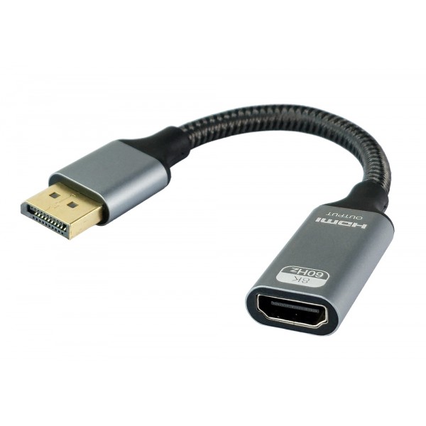 POWERTECH αντάπτορας DisplayPort σε HDMI CAB-DP077, 8K/60Hz, 0.1m, μαύρος - Εικόνα