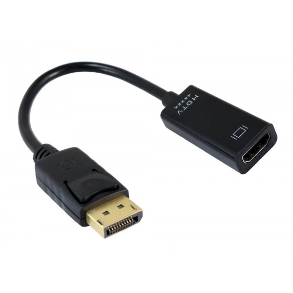 POWERTECH αντάπτορας DisplayPort σε HDMI CAB-DP076, 4K/60Hz, 0.1m, μαύρος - Εικόνα