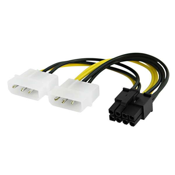 POWERTECH καλώδιο PCIe 8pin σε 2x molex 3pin CAB-W051, 0.15m - Powertech