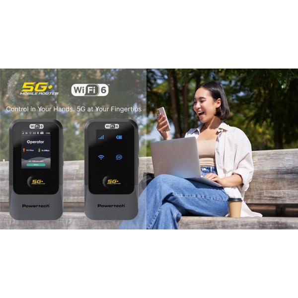 POWERTECH 5G mobile router PT-1512, WiFi 6, AX900 dual band, 4000mAh - Modem - Router