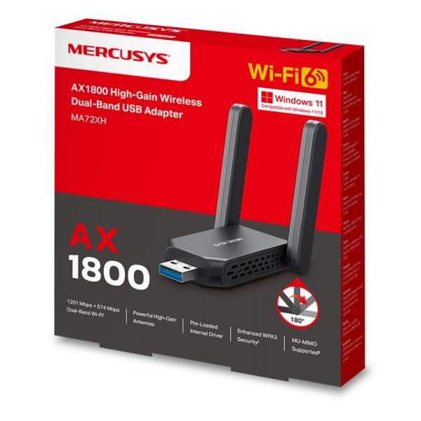 MERCUSYS ασύρματος USB αντάπτορας δικτύου MA72XH, AX1800, Dual Band, V.1.0