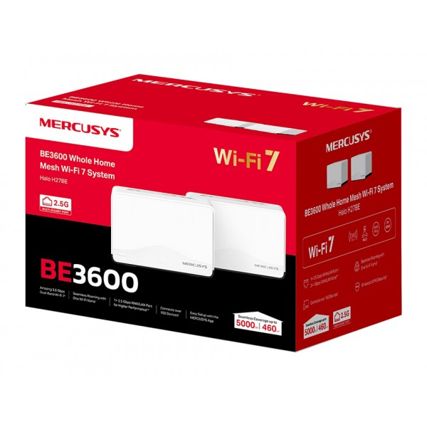 MERCUSYS Whole Home Mesh Wi-Fi 7 System Halo H27BE, 3.6Gbps Dual Band, 2τμχ, V.1.0
