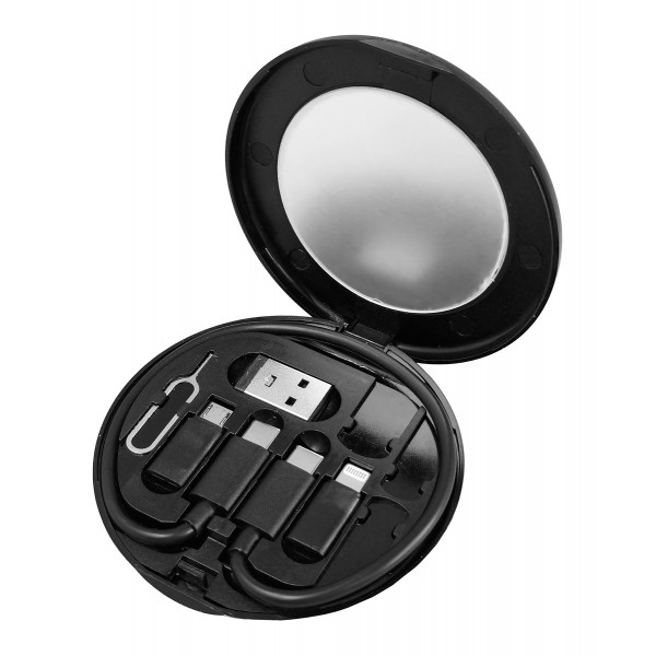 POWERTECH all in one κιτ φόρτισης με καλώδιο & αντάπτορες CAB-U161, 60W, 30cm, μαύρο - USB-C (Type-C)