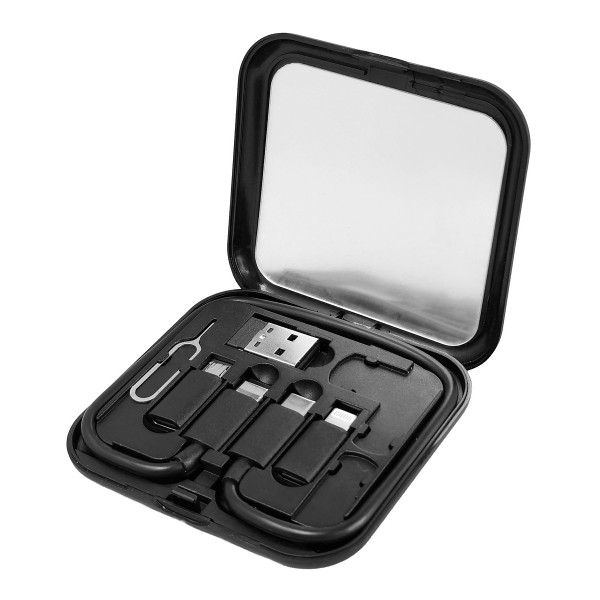 POWERTECH all in one κιτ φόρτισης με καλώδιο & αντάπτορες CAB-U162, 60W, 30cm, μαύρο - USB-C (Type-C)