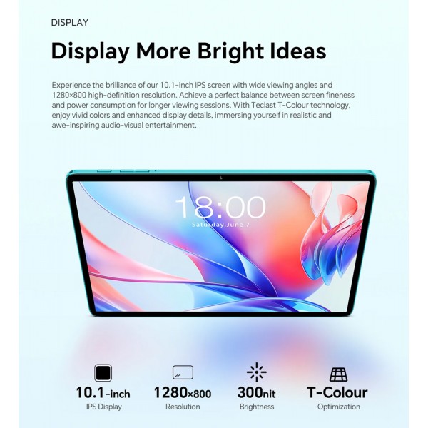 TECLAST tablet P33, 10.1", 3/64GB, Android 15, 6000mAh, μπλε - Tablet - Parts