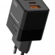 POWERTECH φορτιστής τοίχου PT-1499 με οθόνη, USB/USB-C, 35W, GaN, μαύρος