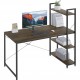 HOME USE γραφείο HUH-0249 με ραφιέρα, 120x60x122cm, καφέ/μαύρο