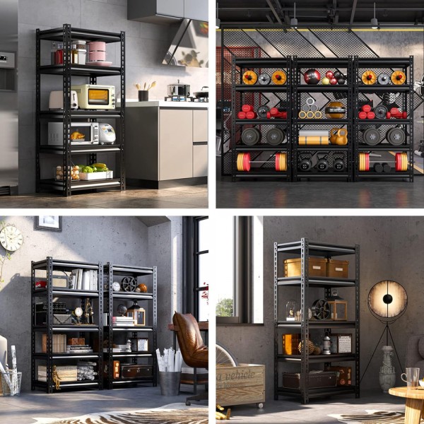 HOME USE μεταλλική ραφιέρα HUH-0248 με 5 ράφια, 90x40x183cm, μαύρη - HOME USE