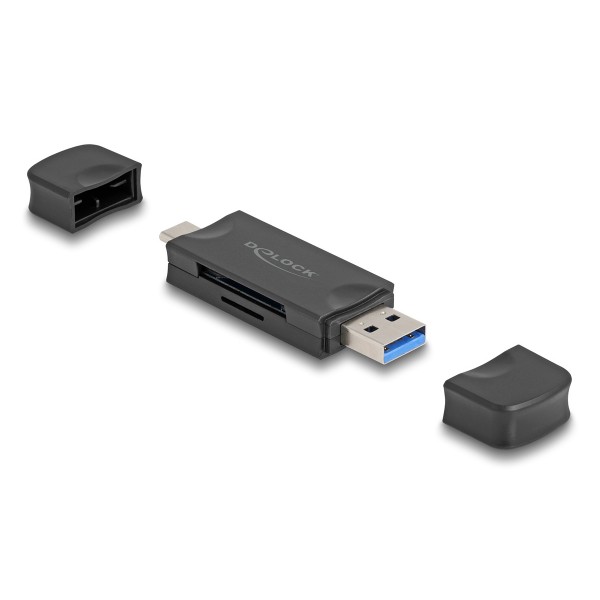 DELOCK card reader 91020 για SD & micro SD, USB/USB-C σύνδεση, 5Gbps, μαύρο - Συνοδευτικά PC