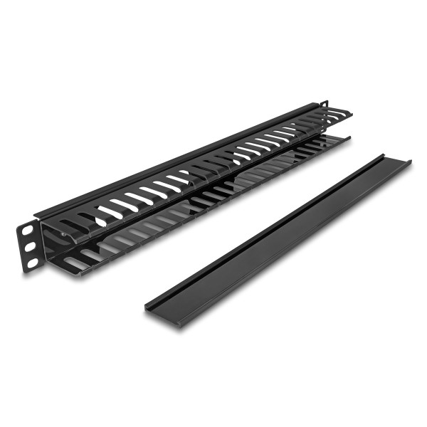 DELOCK cable management 81555 για rack 19"/1U, πλαστικό/μεταλλικό, μαύρο - Καμπίνες - Rack
