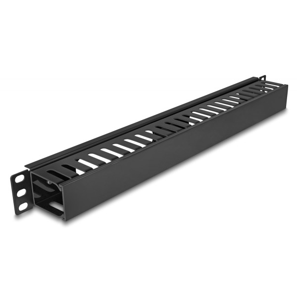 DELOCK cable management 81555 για rack 19"/1U, πλαστικό/μεταλλικό, μαύρο - Καμπίνες - Rack