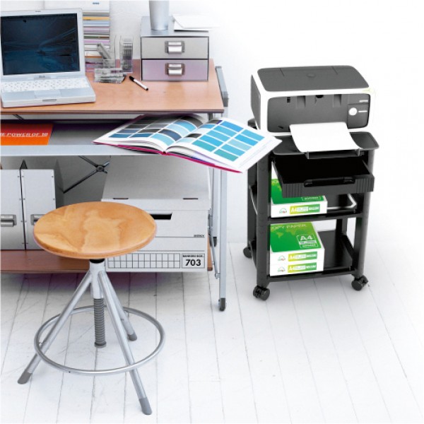 BRATECK ραφιέρα δαπέδου AMS-5L με ροδάκια, 3 ράφια, 50x33x63.5cm, έως 10kg, μαύρη - Βάσεις TV - Projectors - PC