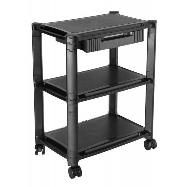 BRATECK ραφιέρα δαπέδου AMS-5L με ροδάκια, 3 ράφια, 50x33x63.5cm, έως 10kg, μαύρη - Βάσεις TV - Projectors - PC