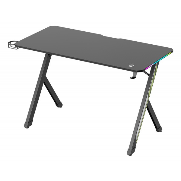 POWERTECH gaming γραφείο PT-1498 με RGB φωτισμό, 120x60x75cm, μαύρο - Εξοπλισμός γραφείου