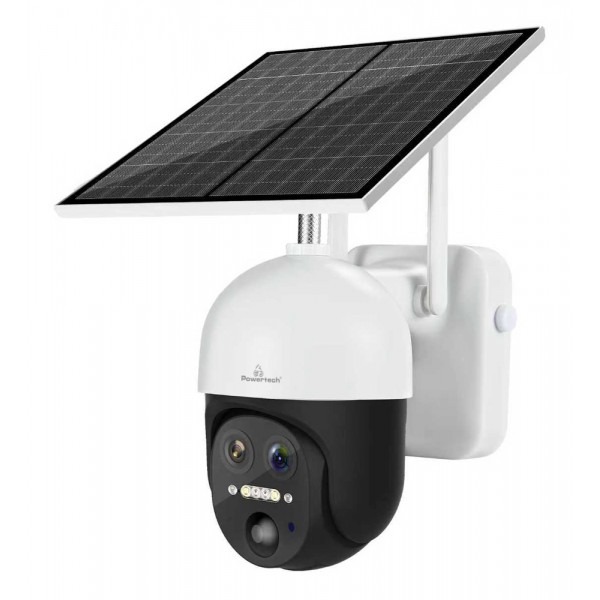 POWERTECH smart ηλιακή κάμερα PT-1497, dual lens, 3MP, 4G, PTZ, SD, IP65 - Smart Κάμερες