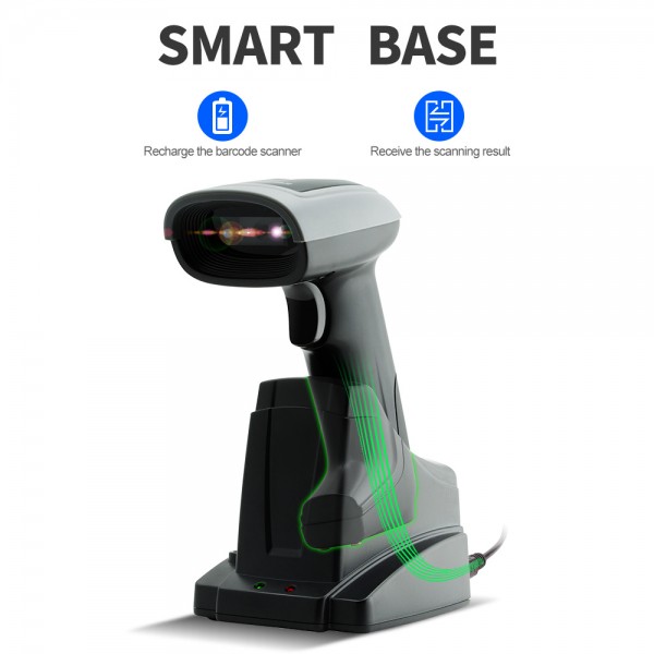 GTCODESTAR barcode scanner X-1901B με βάση, 1D & 2D, ενσύρματο & ασύρματο, Bluetooth, 2000mAh, μαύρο