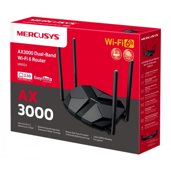 MERCUSYS router MR85X, Wi-Fi 6, 3Gbps AX3000, Dual Band