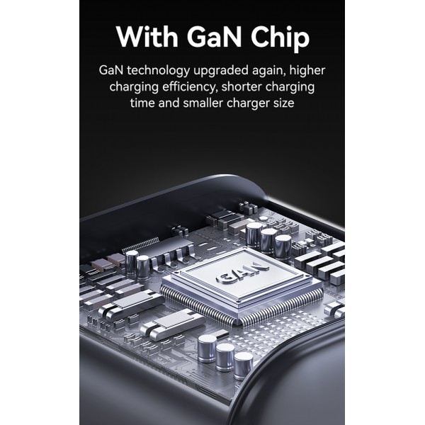 USAMS φορτιστής τοίχου CC263, USB & USB-C, 30W, GaN, μαύρος