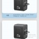 USAMS φορτιστής/αντάπτορας πρίζας CC309, USB & 2x USB-C, universal, 25W, μαύρος