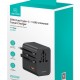 USAMS φορτιστής/αντάπτορας πρίζας CC309, USB & 2x USB-C, universal, 25W, μαύρος