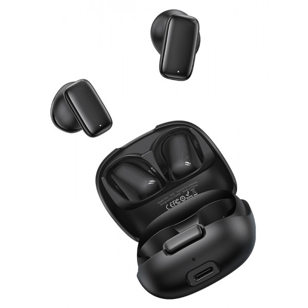 USAMS earphones με θήκη φόρτισης ID25, TWS, Φ13mm, 30/230mAh, μαύρα