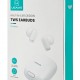 USAMS earphones με θήκη φόρτισης ID25, TWS, Φ13mm, 30/230mAh, λευκά