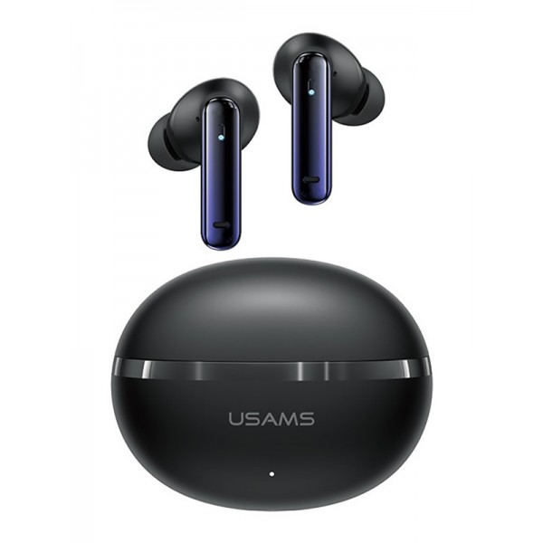 USAMS earphones με θήκη φόρτισης E02, TWS, ANC & ENC, Φ10mm, 35/300mAh, μαύρα - Ακουστικά - Bluetooth
