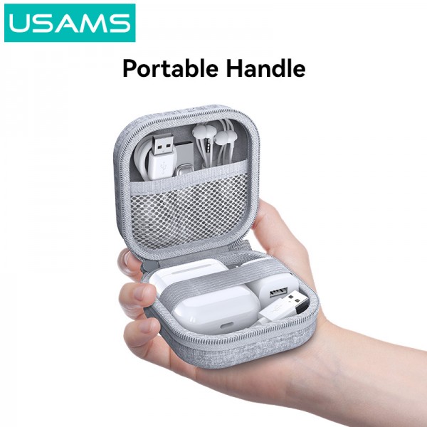 USAMS θήκη οργάνωσης ακουστικών Bluetooth ZB351, 9.5x9.5x5cm, γκρι - Τσάντες - Πορτοφόλια