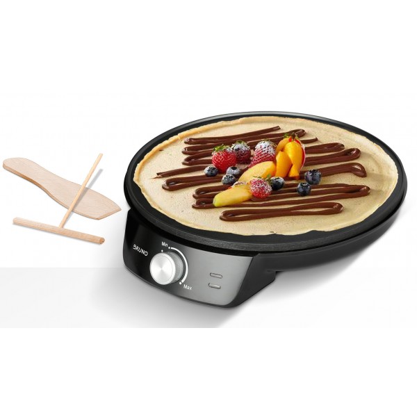 BRUNO BRN-0252 Κρεπιέρα 30εκ. 1200W με ρυθμιζόμενο θερμοστάτη και εξαρτήματα, μαύρη - Συσκευές Ψησίματος-Μαγειρέματος