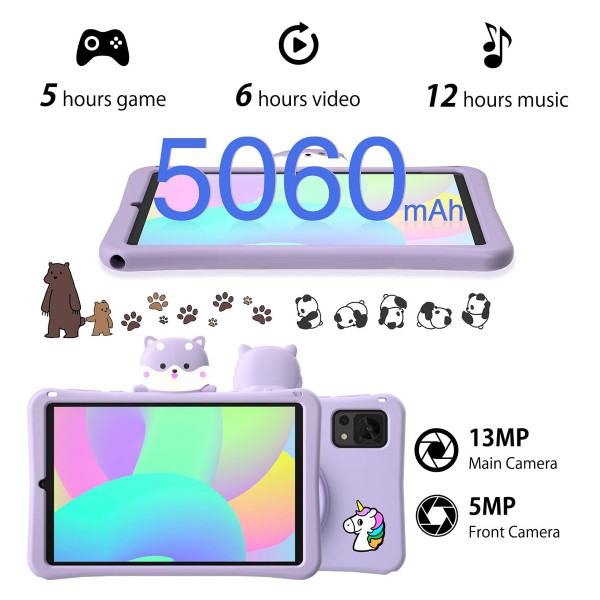 DOOGEE tablet T20 Mini Kids, 8.4", 4/128GB, 4G, Android 13, 5060mAh, μωβ